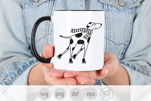 Winter Dog Svg, Ice Skating Dog svg, Dalmatian Svg SVG Lynda M Metcalf 