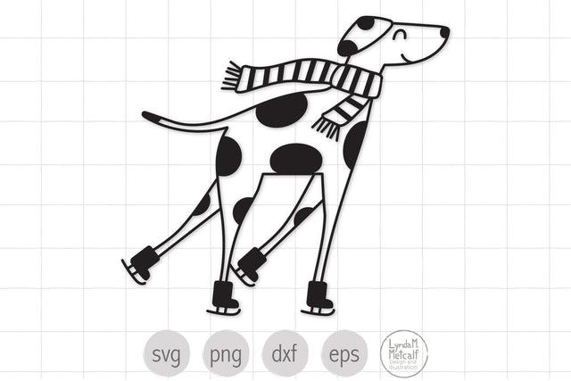 Winter Dog Svg, Ice Skating Dog svg, Dalmatian Svg SVG Lynda M Metcalf 