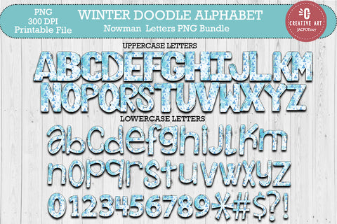 Winter Doodle Alphabet Nowman Letters Bundle Sublimation jacpot007 