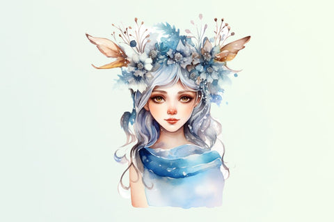 Winter Fairy Watercolor Clipart Bundle Sublimation Regulrcrative 