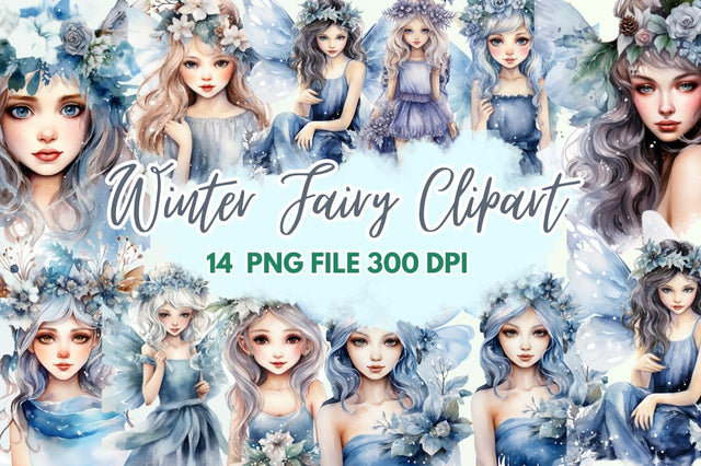 Winter Fairy Watercolor Clipart Bundle Sublimation Regulrcrative 