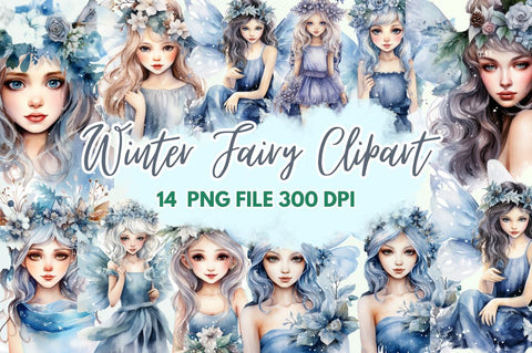 Winter Fairy Watercolor Clipart Bundle Sublimation Regulrcrative 