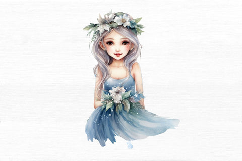 Winter Fairy Watercolor Clipart Bundle Sublimation Regulrcrative 