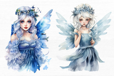 Winter Fairy Watercolor Clipart Bundle Sublimation Regulrcrative 
