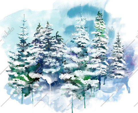 Winter Forest Watercolor Sublimation Clipart PNG JPG Sublimation nikola 