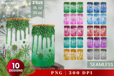 Winter Glitter Can Glass Bundle | PNG | 16 Oz | 20 Oz Libbey Glass SVG SvgOcean 