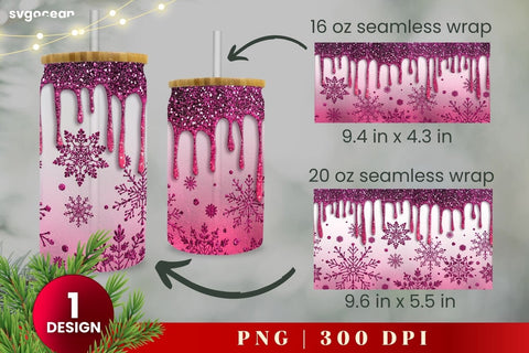 Winter Glitter Can Glass Bundle | PNG | 16 Oz | 20 Oz Libbey Glass SVG SvgOcean 