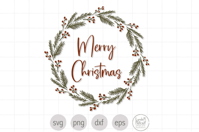 Winter Holiday Frame SVG, Merry Christmas Wreath SVG SVG Lynda M Metcalf 