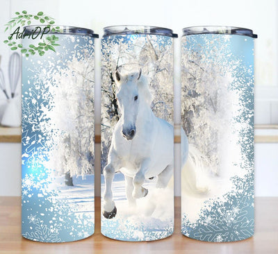 Winter Horse Sublimation Design, Horse Tumbler Design, 20 oz Skinny Tumbler Wrap Horse Tumbler Png Sublimation AdriOP 