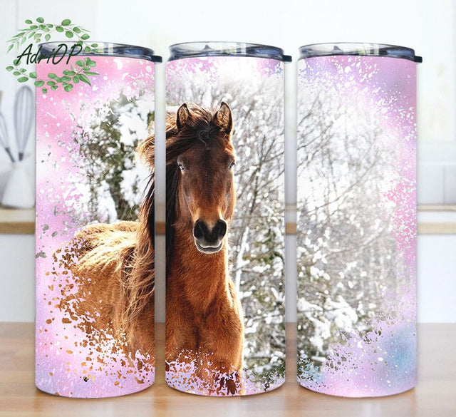 Winter Horse Sublimation Design, Horse Tumbler Design, 20 oz Skinny Tumbler Wrap Horse Tumbler Png Sublimation AdriOP 