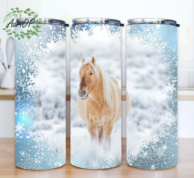 Winter Horse Sublimation Design, Horse Tumbler Design, 20 oz Skinny Tumbler Wrap Horse Tumbler Png Sublimation AdriOP 