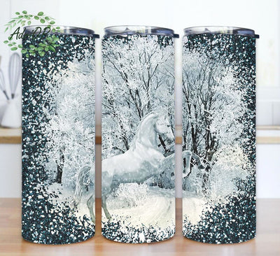 Winter Horse Sublimation Design, Horse Tumbler Design, 20 oz Skinny Tumbler Wrap Horse Tumbler Png Sublimation AdriOP 