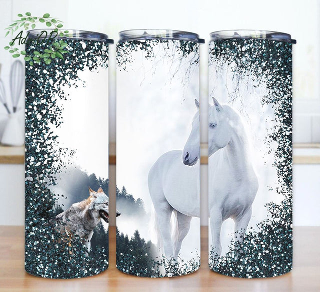 Winter Horse Sublimation Design, Horse Tumbler Design, 20 oz Skinny Tumbler Wrap Horse Tumbler Png Sublimation AdriOP 
