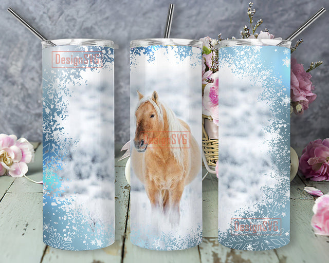 Winter Horses 20oz Tumbler Wrap, Horses Tumbler Png, Snowflakes Design Png, Horses Sublimation Design, Digital Download Sublimation DesignSVG 