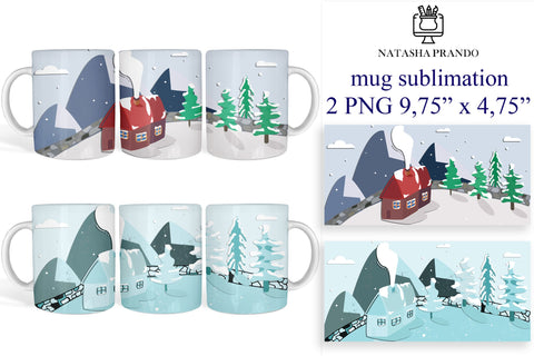Winter House Mug Sublimation Wraps Sublimation Natasha Prando 