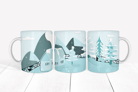 Winter House Mug Sublimation Wraps Sublimation Natasha Prando 