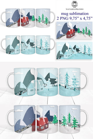 Winter House Mug Sublimation Wraps Sublimation Natasha Prando 