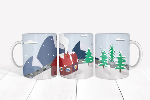 Winter House Mug Sublimation Wraps Sublimation Natasha Prando 
