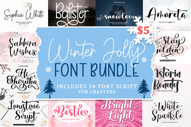 Winter Jolly Font Bundle Font Rotterlab studio 