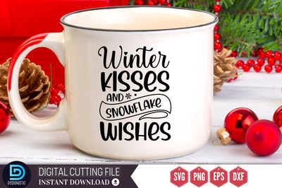 Winter kisses and snowflake wishes SVG, Winter kisses and snowflake wishes SVG DESIGNISTIC 