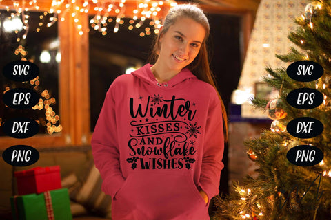 Winter kisses and snowflake wishes svg, Winter svg, Christmas winter svg,snowflake wishes svg,snowflake svg, Snow svg, Winter t shirt. SVG Isabella Machell 