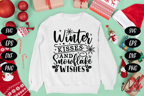 Winter kisses and snowflake wishes svg, Winter svg, Christmas winter svg,snowflake wishes svg,snowflake svg, Snow svg, Winter t shirt. SVG Isabella Machell 