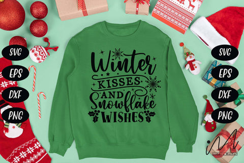 Winter kisses and snowflake wishes svg, Winter svg, Christmas winter svg,snowflake wishes svg,snowflake svg, Snow svg, Winter t shirt. SVG Isabella Machell 