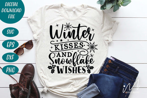 Winter kisses and snowflake wishes svg, Winter svg, Christmas winter svg,snowflake wishes svg,snowflake svg, Snow svg, Winter t shirt. SVG Isabella Machell 