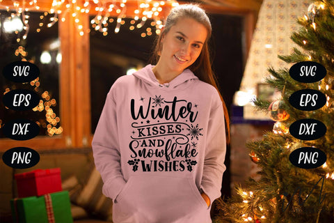 Winter kisses and snowflake wishes svg, Winter svg, Christmas winter svg,snowflake wishes svg,snowflake svg, Snow svg, Winter t shirt. SVG Isabella Machell 