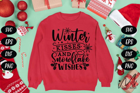 Winter kisses and snowflake wishes svg, Winter svg, Christmas winter svg,snowflake wishes svg,snowflake svg, Snow svg, Winter t shirt. SVG Isabella Machell 