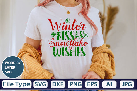 Winter Kisses Snowflake Wishes SVG Cut File SVG DesignPlante 503 
