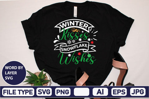 Winter Kisses Snowflake Wishes SVG Cut File SVG DesignPlante 503 