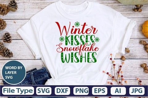 Winter Kisses Snowflake Wishes SVG Cut File SVG DesignPlante 503 