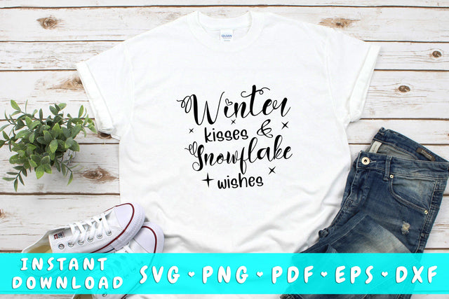 Winter Kisses & Snowflake Wishes SVG SVG HappyDesignStudio 