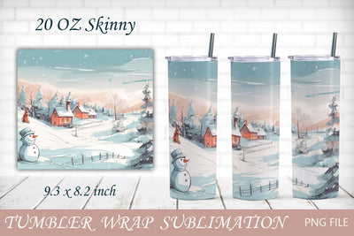 Winter landscape 20 oz tumbler wrap, Holiday tumbler sublimation Sublimation AnastasiyaArtDesign 