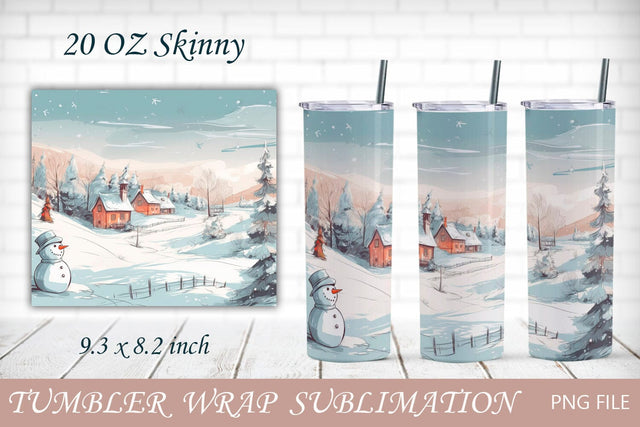 Winter landscape 20 oz tumbler wrap, Holiday tumbler sublimation Sublimation AnastasiyaArtDesign 