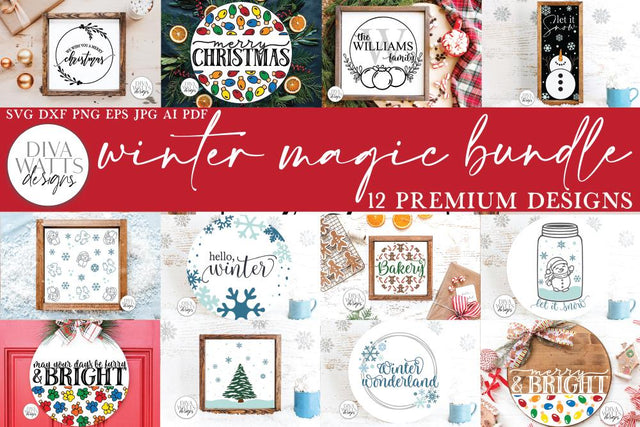 Winter Magic SVG Bundle - Christmas Sign Making Bundle SVG Diva Watts Designs 