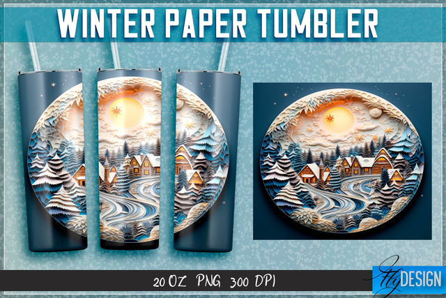 Winter Paper Tumblers Wrap 20 oz. Sublimation Fly Design 