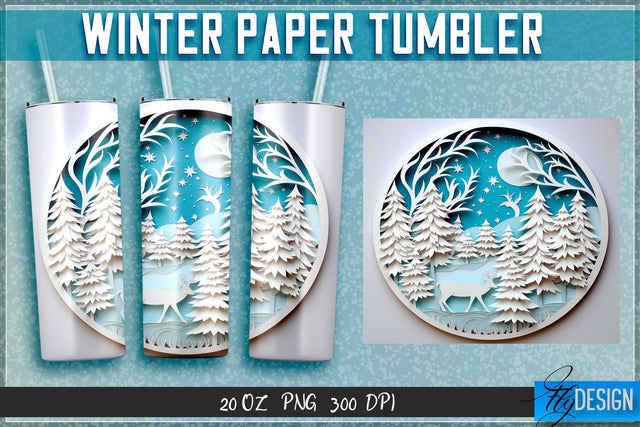 Winter Paper Tumblers Wrap 20 oz. Sublimation Fly Design 