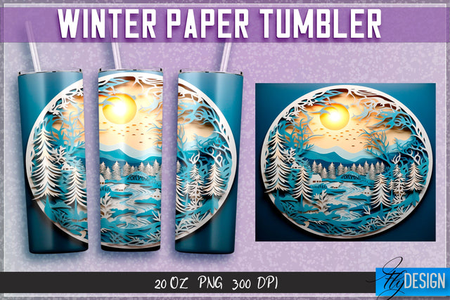 Winter Paper Tumblers Wrap 20 oz. Sublimation Fly Design 