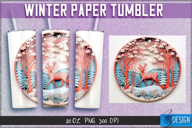 Winter Paper Tumblers Wrap 20 oz. Sublimation Fly Design 