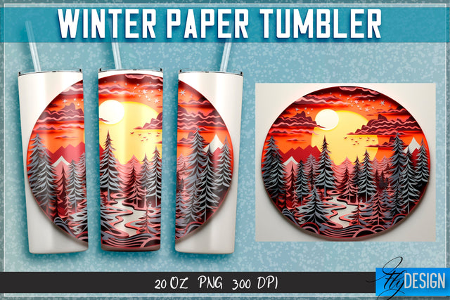Winter Paper Tumblers Wrap 20 oz. Sublimation Fly Design 