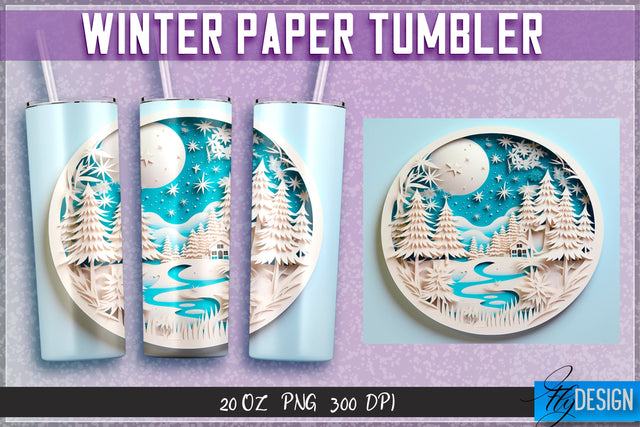 Winter Paper Tumblers Wrap 20 oz. Sublimation Fly Design 