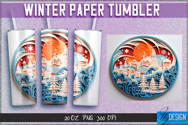 Winter Paper Tumblers Wrap 20 oz. Sublimation Fly Design 