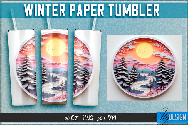 Winter Paper Tumblers Wrap 20 oz. Sublimation Fly Design 