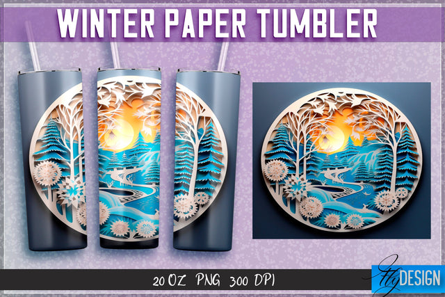 Winter Paper Tumblers Wrap 20 oz. Sublimation Fly Design 