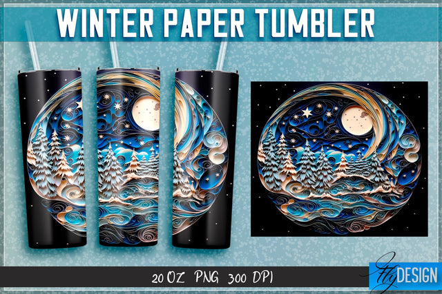 Winter Paper Tumblers Wrap 20 oz. Sublimation Fly Design 
