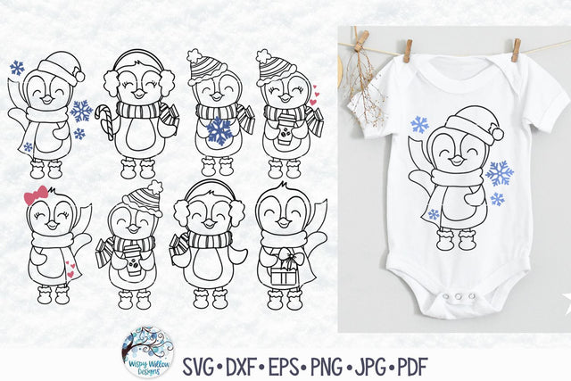 Winter Penguin SVG Bundle SVG Wispy Willow Designs 