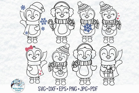 Winter Penguin SVG Bundle SVG Wispy Willow Designs 