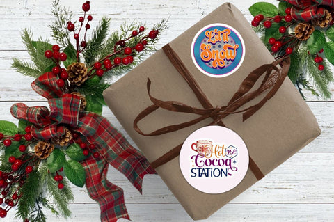 Winter Printable Retro Sticker Bundle Sublimation Regulrcrative 